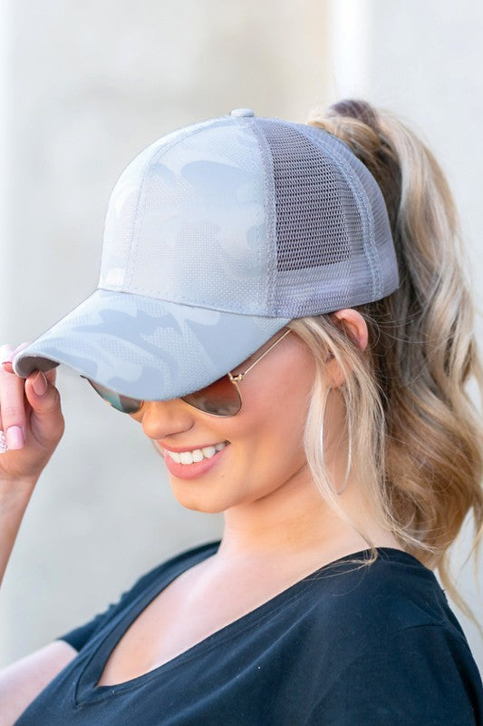 Camo Messy Bun High Pony Hat