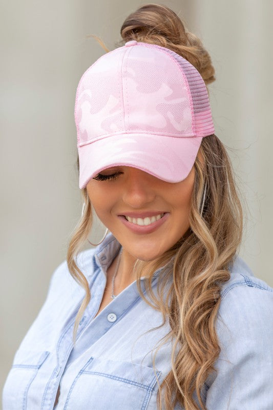 Camo Messy Bun High Pony Hat