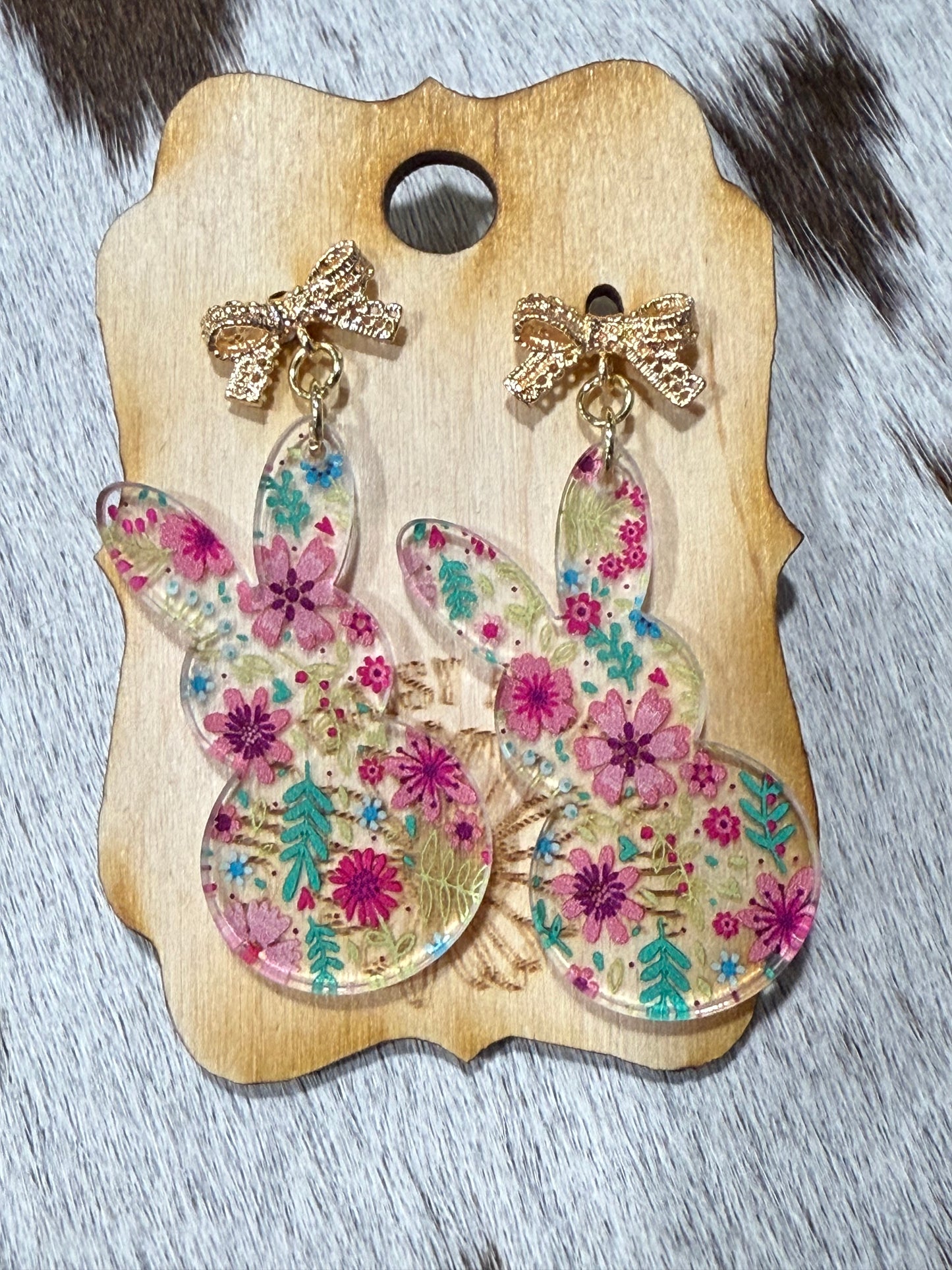 Floral Bunny Bow Earring Dangle