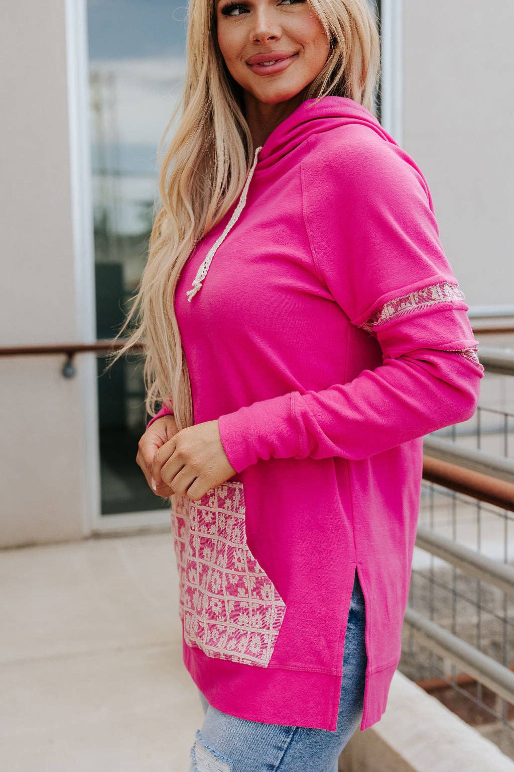 Sideslit Hoodie - Made For You- Pink: M