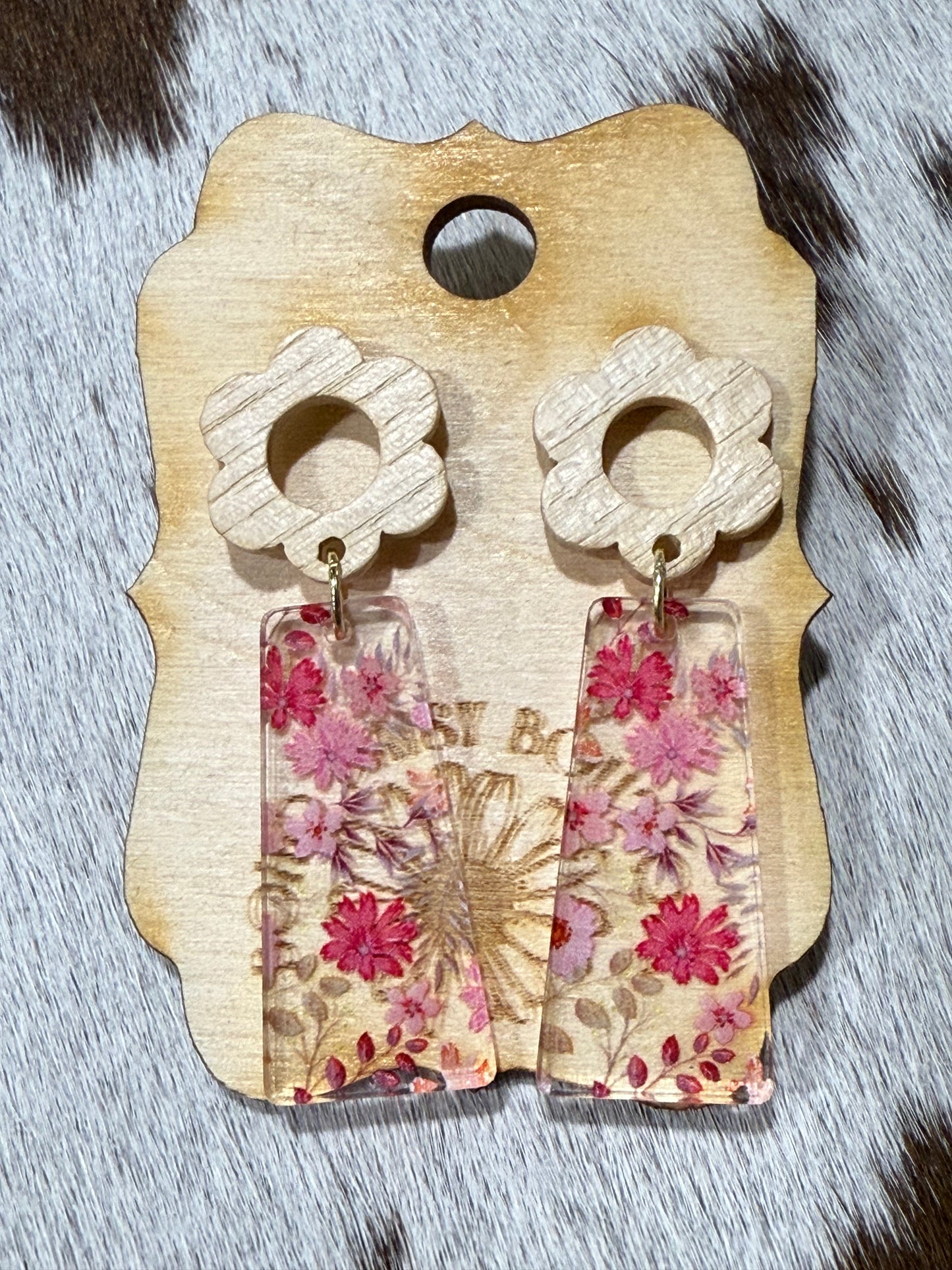 Pink Floral Earring Dangle