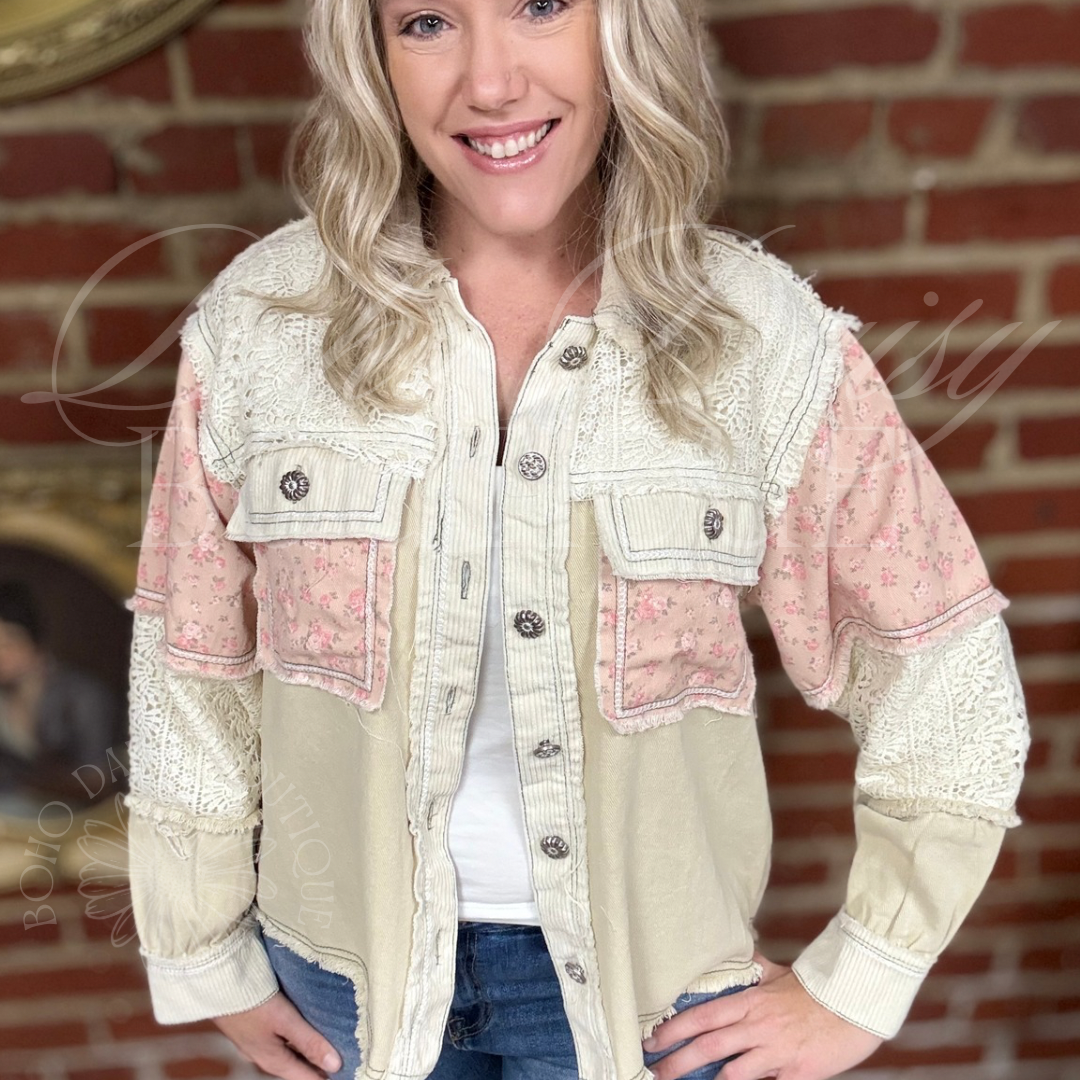 Floral & Lace Corduroy Jacket