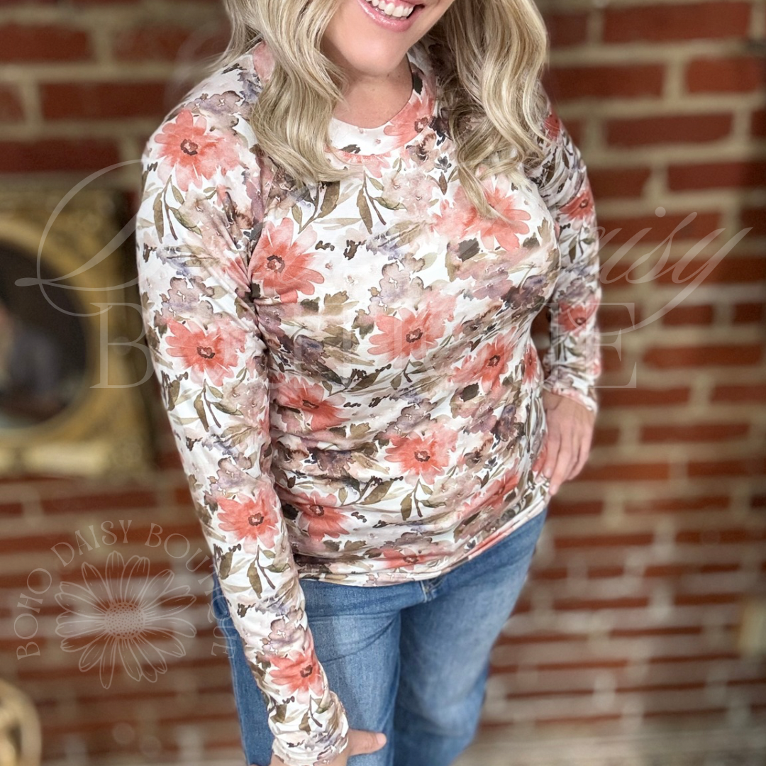 Watercolor Floral Long Sleeve Shirt