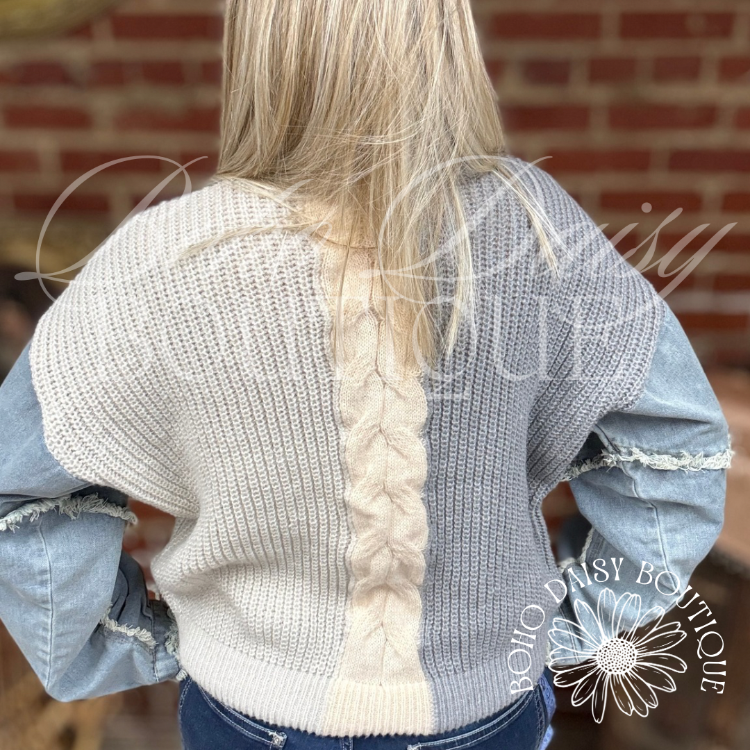 Colorado Mixed Knit Denim Sweater