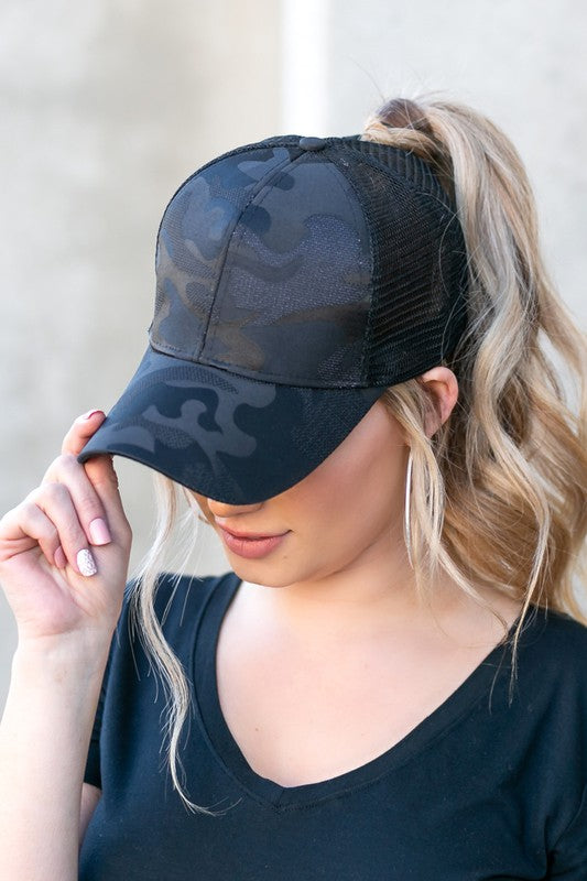 Camo Messy Bun High Pony Hat