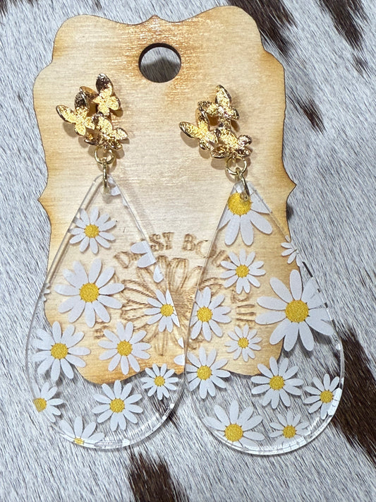 Daisy and Butterfly Earring Dangle