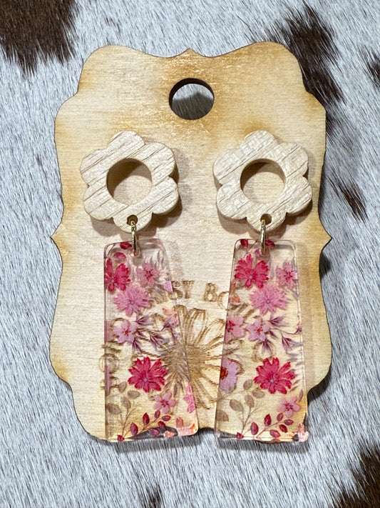 Pink Floral Earring Dangle