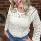 Cream Boho Knit 3/4 Sleeve Sweater