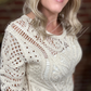 Cream Boho Knit 3/4 Sleeve Sweater