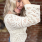 Cream Boho Knit 3/4 Sleeve Sweater