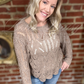 Taupe Boho Knit long Sleeve Sweater