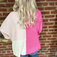 Pink Colorblock Knot Sweater