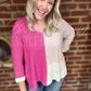 Pink Colorblock Knot Sweater