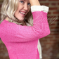 Pink Colorblock Knot Sweater